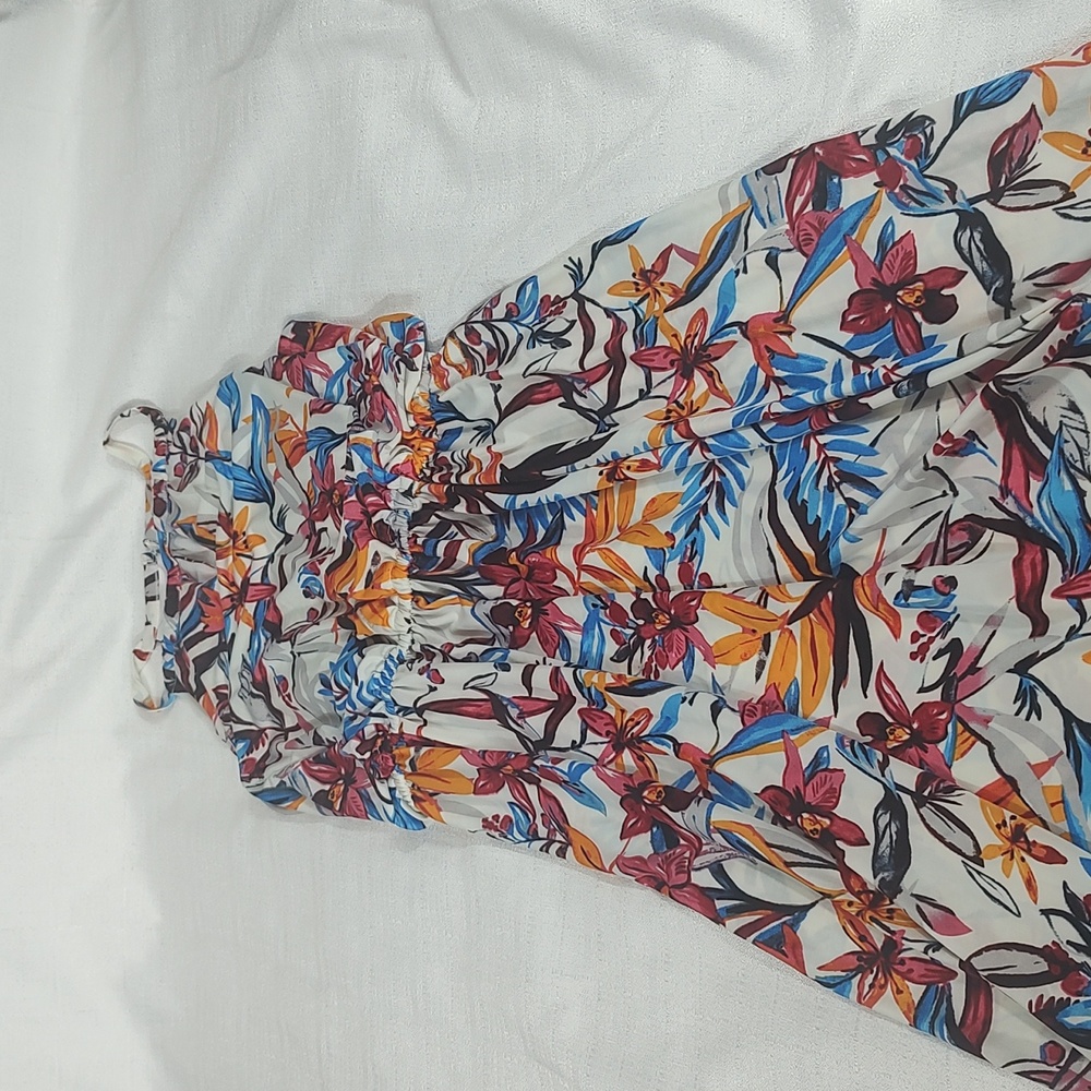 Go Coco Maxi Floral Halter Dress High Low Elastic Waist Band Size Medium